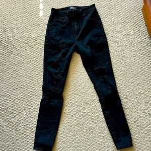 Abercrombie & Fitch black distressed high rise skinny jeans
